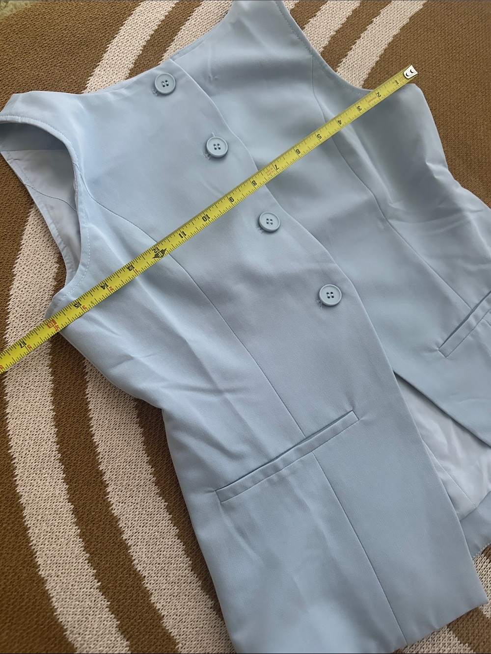Cider Pale Blue Sleeveless Buttoned Vest - Picture 9 of 9